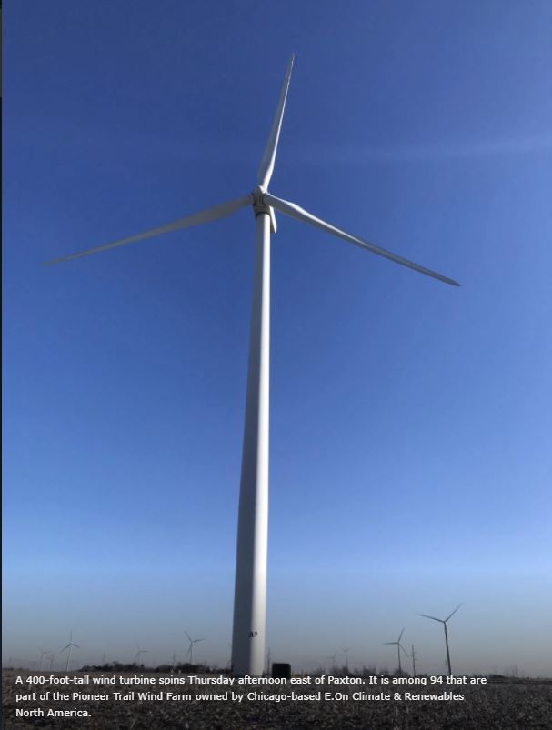 Wind farm owner owes $680,000 in past-due taxes, interest to Ford County taxing bodies